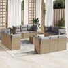 vidaXL 13-tlg. Garten-Sofagarnitur mit Kissen Beige Poly Rattan