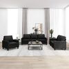 vidaXL 3-tlg. Sofagarnitur mit Kissen Schwarz Kunstleder