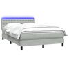 vidaXL Boxspringbett mit Matratze & LED Hellgrau 140x210 cm Samt