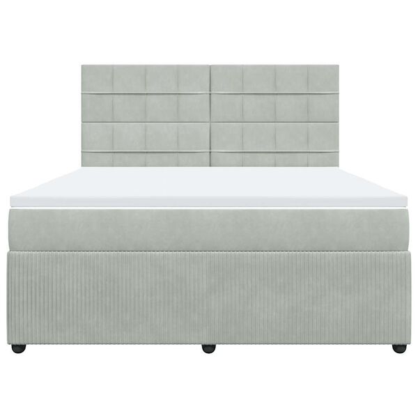 vidaXL Boxspringbett mit Matratze Hellgrau 180x200 cm Samt