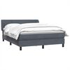 vidaXL Boxspringbett mit Matratze Dunkelgrau 140x220 cm Samt