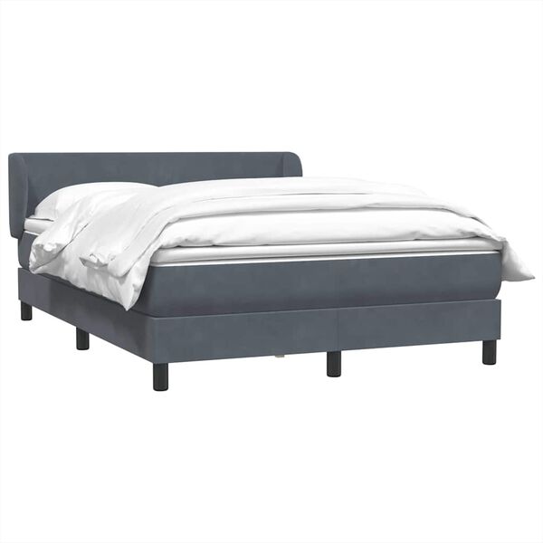 vidaXL Boxspringbett mit Matratze Dunkelgrau 140x220 cm Samt