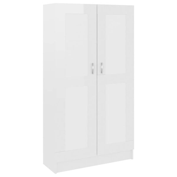 vidaXL B&uuml;cherschrank Hochglanz-Wei&szlig; 82,5x30,5x150 cm Holzwerkstoff