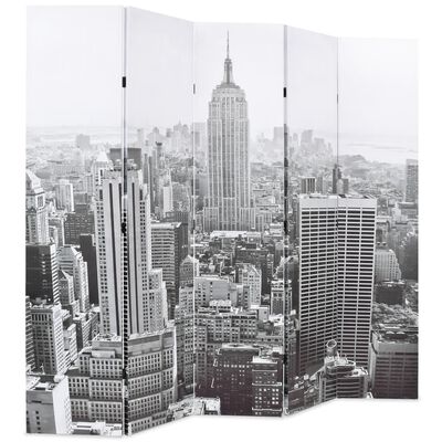 vidaXL Raumteiler klappbar 200 x 170 cm New York bei Tag Schwarz-Weiß