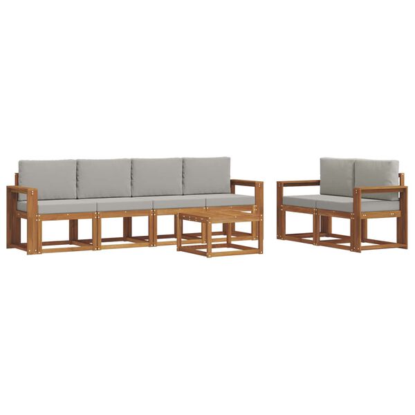 vidaXL Outdoor-Sofagarnitur mit Kissen 7 pcs Nat&uuml;rlich und Hellgrau