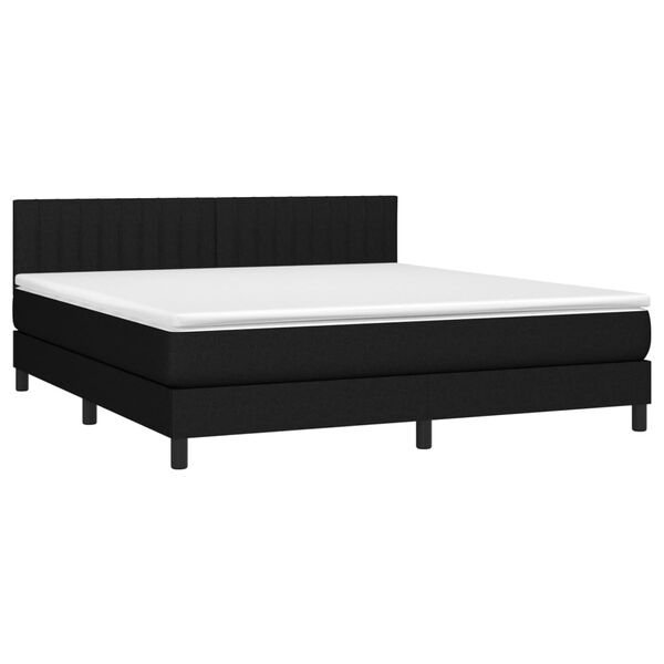 vidaXL Boxspringbett mit Matratze & LED Schwarz 180x200 cm Stoff