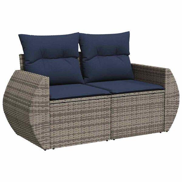 vidaXL 6-tlg. Garten-Sofagarnitur mit Kissen Schwarz Poly Rattan