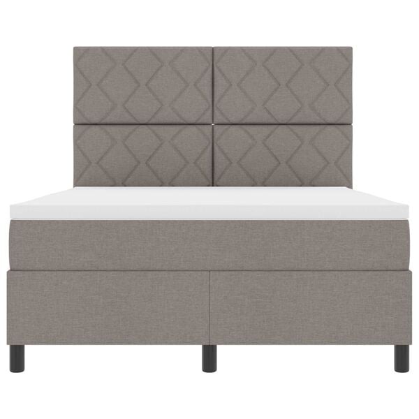 vidaXL Boxspringbett mit Matratze mit LED Taupe 160 x 200 cm Stoff