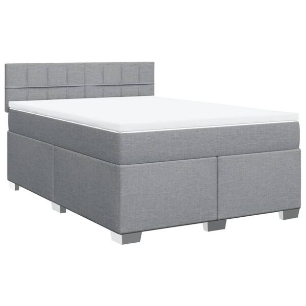 vidaXL Boxspringbett mit Matratze Hellgrau 140x190 cm Stoff