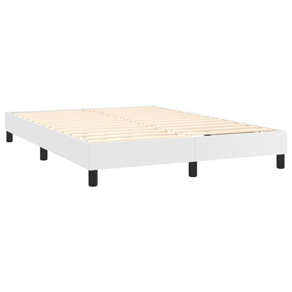 vidaXL Boxspringbett mit Matratze Wei&szlig; 140x190 cm Kunstleder