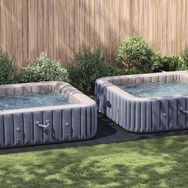 vidaXL Pool-Bodentuch Hellgrau 640x321 cm Polyester Geotextil