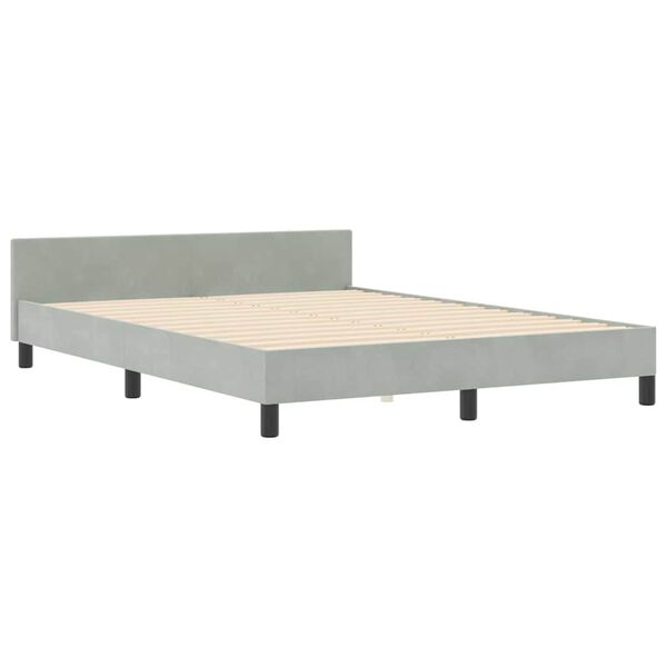 vidaXL Boxspringbett mit Kopfteil Hellgrau 140 x 190 cm Samt
