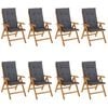 vidaXL Gartenst&uuml;hle mit Auflagen 8 Stk. Massivholz Teak