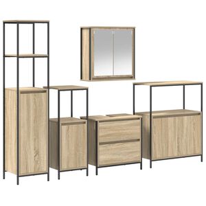 vidaXL Badezimmerm&ouml;bel Set 5 pcs Beige 76,5 x 35 x 95 cm Holzwerkstoff