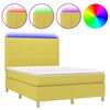 vidaXL Boxspringbett mit Matratze & LED Gr&uuml;n 140x200 cm Stoff