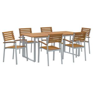 vidaXL Garten Essgruppe 7 stk. Grau Massivholz Akazie