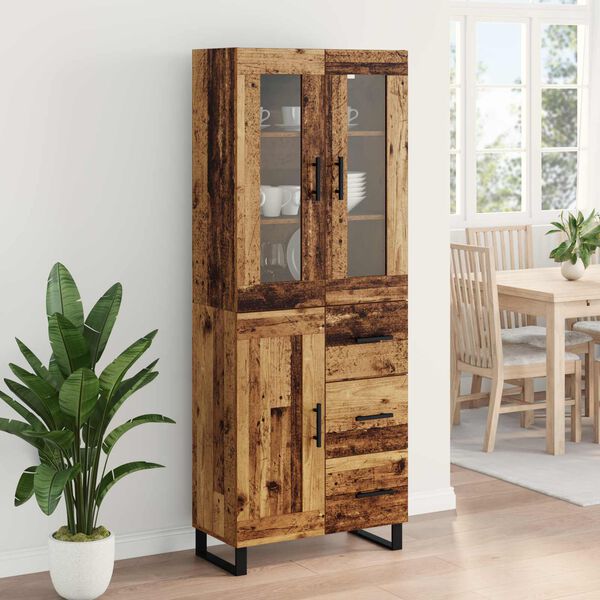 vidaXL Highboard mit Schubladen 2 pcs Altholz Holzwerkstoff