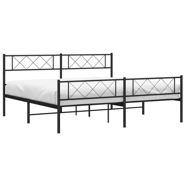 vidaXL Metallbett ohne Matratze mit Fu&szlig;teil Schwarz 180x200 cm
