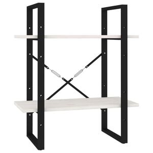 vidaXL B&uuml;cherregal 2 B&ouml;den Wei&szlig; 60x30x70 cm Massivholz Kiefer