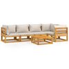 vidaXL 6-tlg. Garten-Lounge-Set mit Hellgrauen Kissen Massivholz