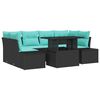 vidaXL Garten-Sofa-Set 7 stk. 6-Sitzanzahl Schwarz und T&uuml;rkis