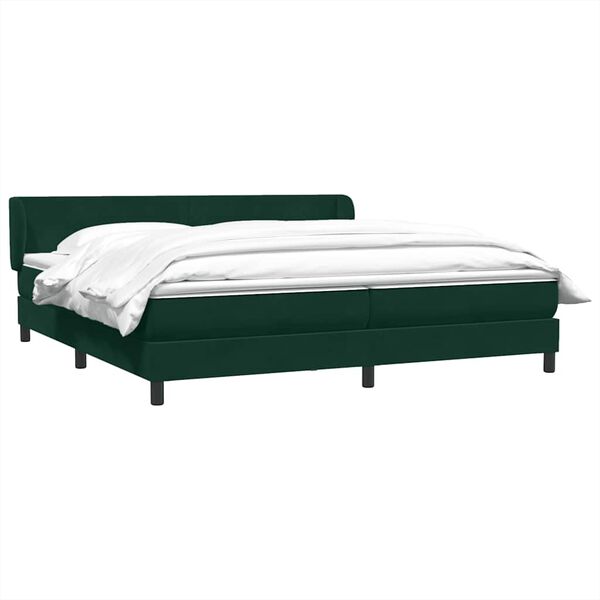 vidaXL Boxspringbett mit Matratzen Dunkelgr&uuml;n 200x210 cm Samt