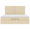 vidaXL Ottoman-Bett mit Matratzen & LEDs Creme 200x200 cm Stoff