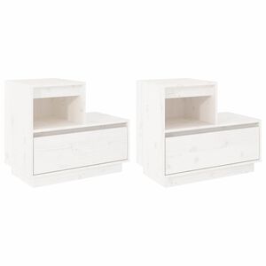 vidaXL Nachttische 2 Stk. Wei&szlig; 60x34x51 cm Massivholz Kiefer
