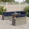 vidaXL Garten-Sofa-Set 9 pcs Grau und Marineblau Poly-Rattan
