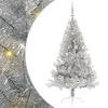 vidaXL K&uuml;nstlicher vorbeleuchteter Weihnachtsbaum Silber 150 cm PET