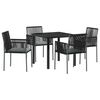 vidaXL Garten Essgruppe 5 pcs Schwarz PE-Rattan