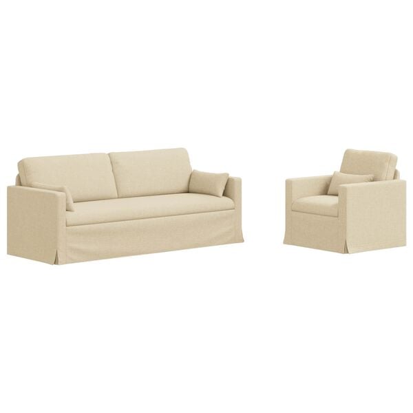 vidaXL Sofa 2 pcs Creme