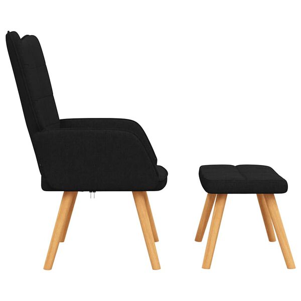 vidaXL Relaxsessel mit Hocker Schwarz Stoff