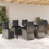 vidaXL Garten Essgruppe mit Kissen 7 pcs Grau Poly-Rattan