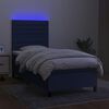 vidaXL Boxspringbett mit Matratze & LED Blau 90x200 cm Stoff