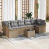 vidaXL Gartensofa-set mit Kissen 8 pcs Beige und Grau Poly-Rattan