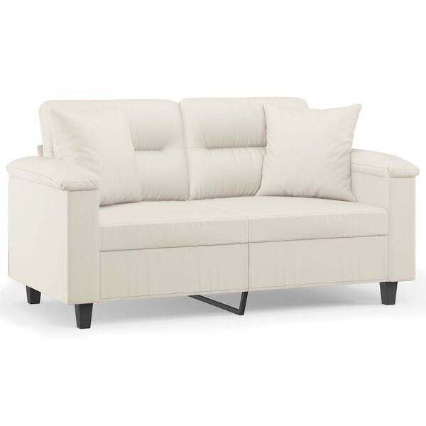 vidaXL 2-Sitzer-Sofa mit Kissen Creme 120 cm Kunstleder