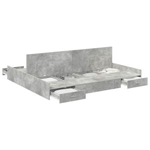 vidaXL Aufbewahrungsbettgestell Beton Grau 200 x 200 cm Holzwerkstoff