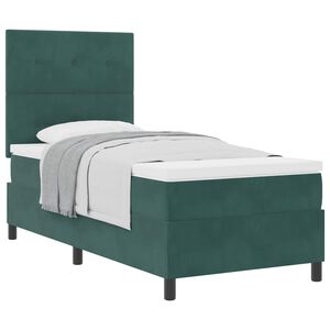 vidaXL Boxspringbett mit Matratze Dunkelgr&uuml;n 90 x 190 cm Stoff