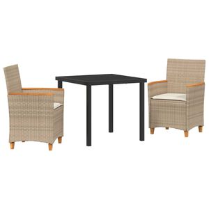 vidaXL Garten Essgruppe 3 pcs Beige Poly-Rattan
