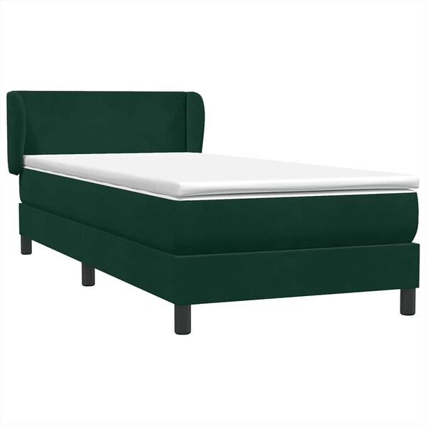 vidaXL Boxspringbett mit Matratze Dunkelgr&uuml;n 80x220 cm Samt