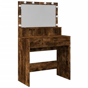 vidaXL Schminktisch mit LED-Beleuchtung R&auml;uchereiche 80x41x134,5 cm