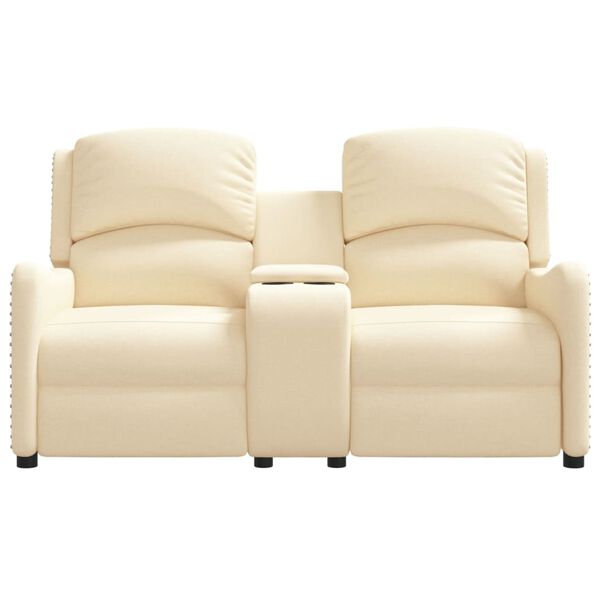 vidaXL 2-Sitzer Massagesessel mit Getränkehalter Creme Stoff