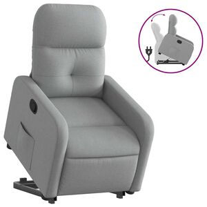 vidaXL Relaxsessel mit Aufstehhilfe Elektrisch Hellgrau Stoff
