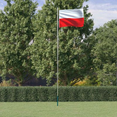 vidaXL Flagge Polens mit Mast 6,23 m Aluminium