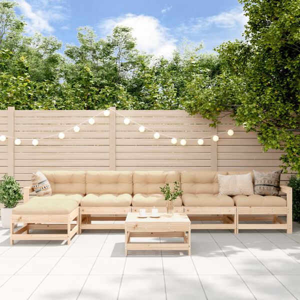 vidaXL 7-tlg. Garten-Lounge-Set mit Kissen Massivholz
