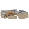 vidaXL Gartensofa-set mit Kissen mit Speicher 13 pcs Beige Poly Rattan