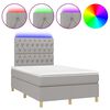 vidaXL Boxspringbett mit Matratze & LED Hellgrau 120x200 cm Stoff