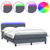 vidaXL Boxspringbett mit Matratze & LED Dunkelgrau 160x210 cm Samt