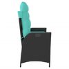 vidaXL Gartenbank Verstellbar mit Kissen Schwarz Poly Rattan